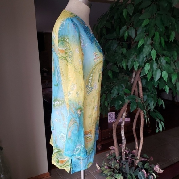 Raviya Embellished Paisley Long Sleeves Coverup S - Picture 3 of 5